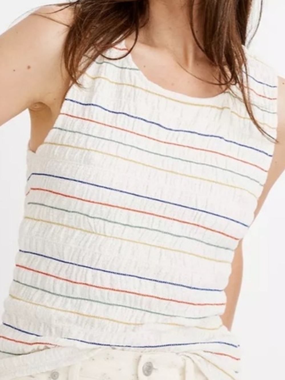 Women's White Sleeveless Striped Tank Top- Madewell